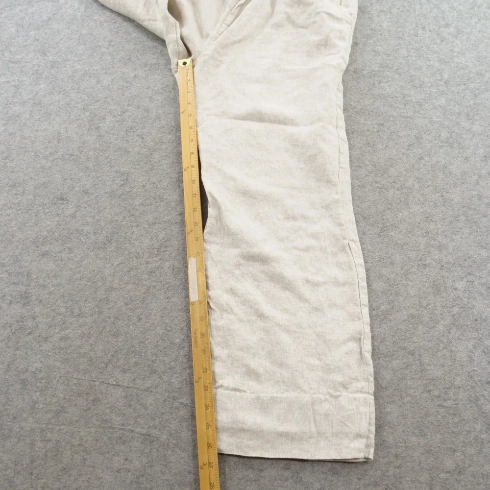 Reformation Womens Pants 8 Beige 100% Linen Wide Leg Pleated High Rise Chambray